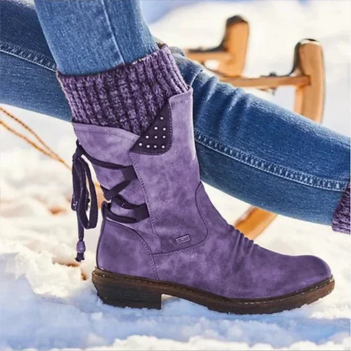 🔥𝑳𝑨𝑺𝑻 𝑫𝑨𝒀 𝑺𝑨𝑳𝑬-8𝟎% 𝑶𝑭𝑭🔥 Women's Winter Low Barrel Orthotic Bow Support Wool Warm Boots