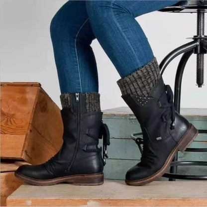 🔥𝑳𝑨𝑺𝑻 𝑫𝑨𝒀 𝑺𝑨𝑳𝑬-8𝟎% 𝑶𝑭𝑭🔥 Women's Winter Low Barrel Orthotic Bow Support Wool Warm Boots