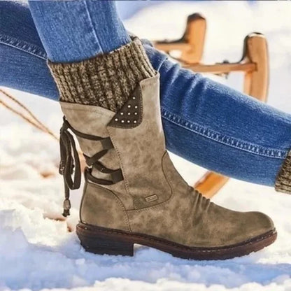 🔥𝑳𝑨𝑺𝑻 𝑫𝑨𝒀 𝑺𝑨𝑳𝑬-8𝟎% 𝑶𝑭𝑭🔥 Women's Winter Low Barrel Orthotic Bow Support Wool Warm Boots