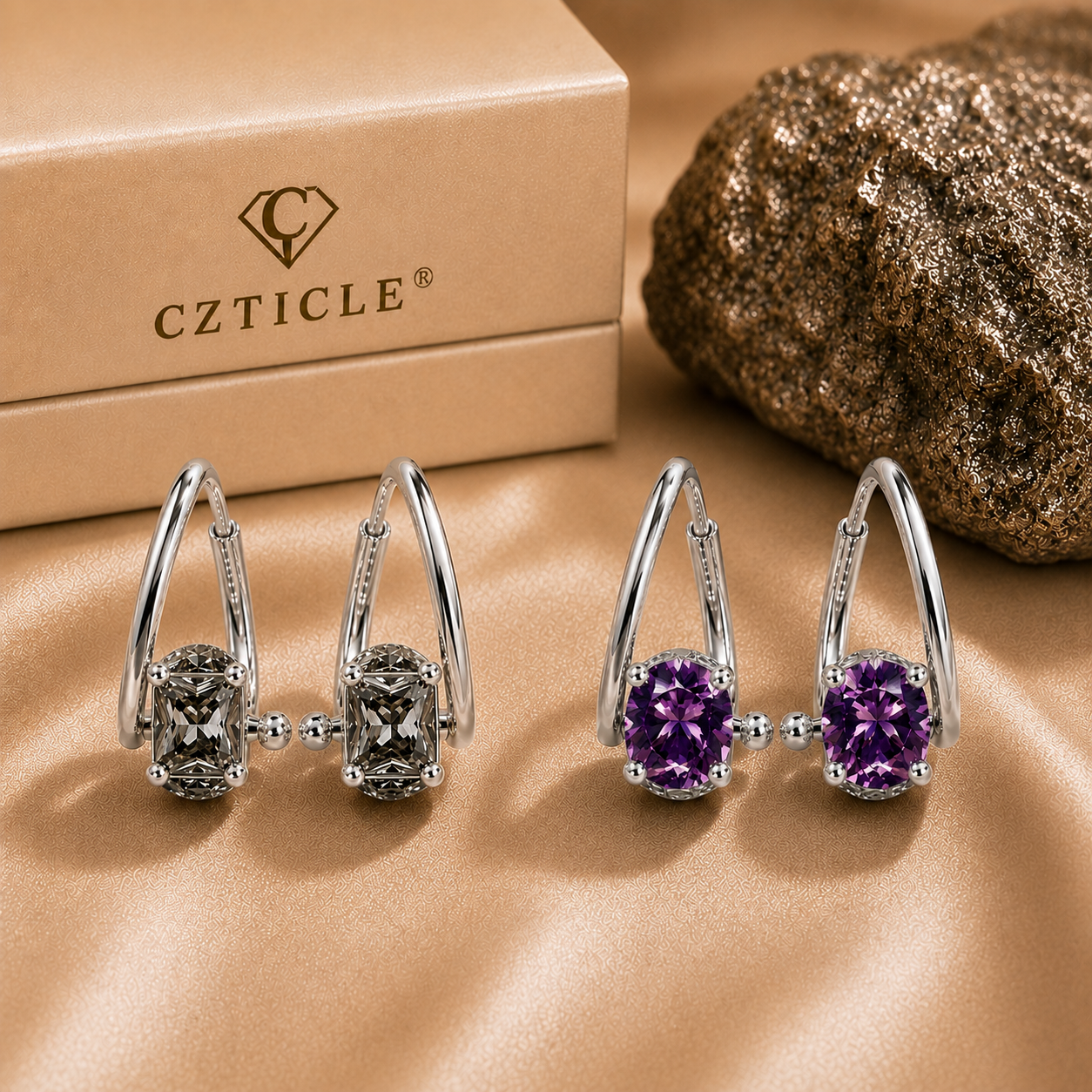 2 PAIRS 💎SILVER+PURPLE