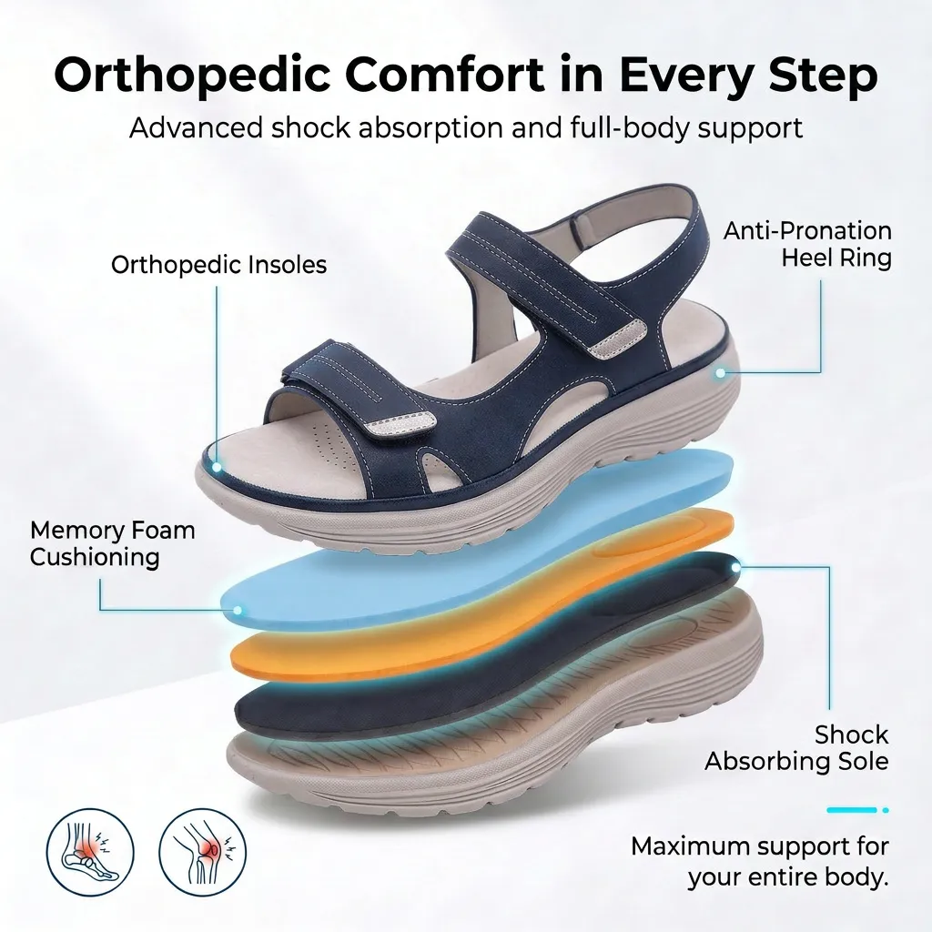 🔥 LAST DAY: 80% OFF - 👣 Women's Orthopedic Comfort Walking Sandals with Adjustable Arch Support